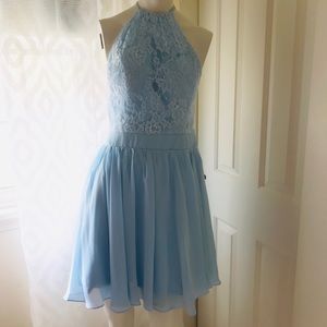Light blue shirt prom dress